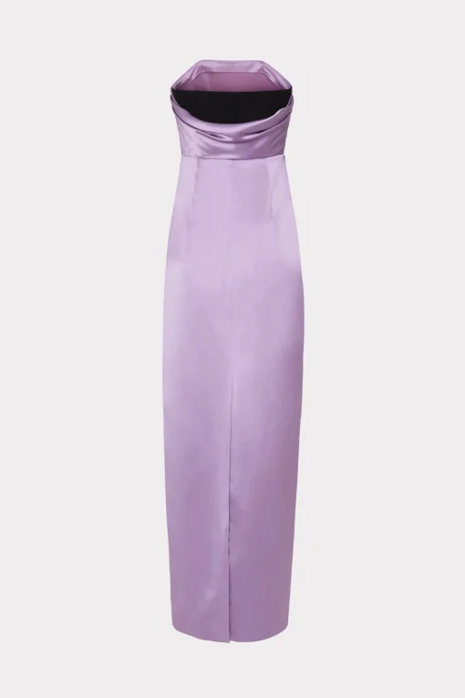 MILLY Maxi Dresses-Riva Hammered Satin Gown
