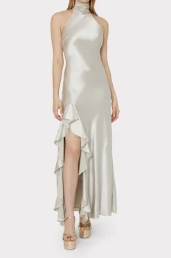 MILLY Maxi Dresses-Roux Hammered Satin Gown