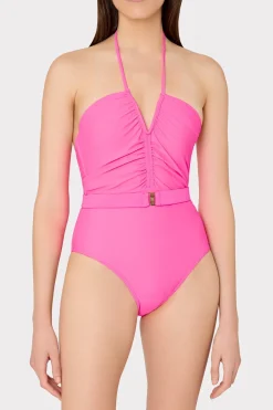 MILLY Jumpsuits & Rompers-Ruched Halter One Piece