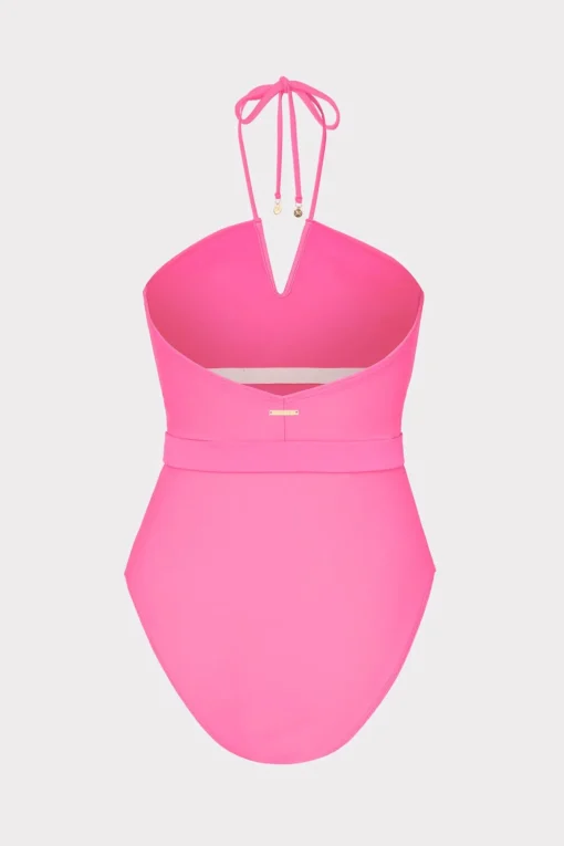 MILLY One Piece Swimsuits-Ruched Halter One Piece