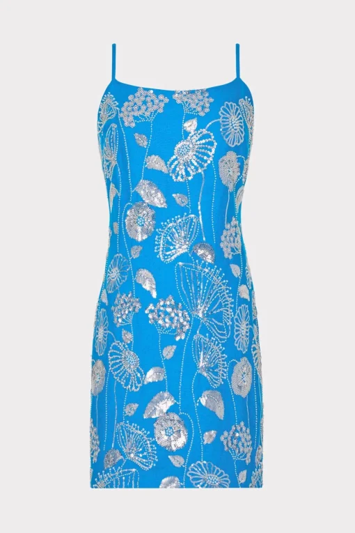 MILLY Mini Dresses-Sequin Embelished Linen Mini Dress