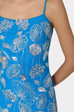 MILLY Mini Dresses-Sequin Embelished Linen Mini Dress