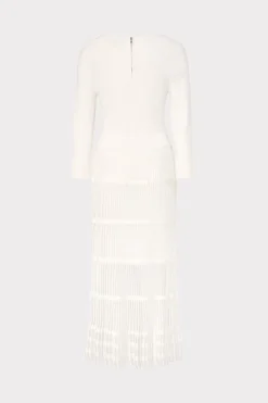 MILLY White Dresses-Sheer Knit Fit And Flare Dress