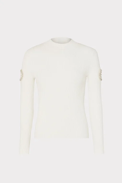 MILLY Sweaters & Knits-Shoulder Cut Out Knit Mock Neck