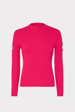MILLY Sweaters & Knits-Shoulder Cut Out Knit Mock Neck
