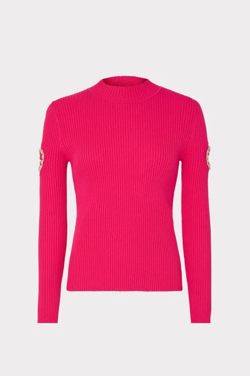MILLY Sweaters & Knits-Shoulder Cut Out Knit Mock Neck