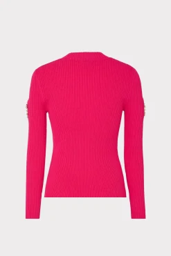 MILLY Sweaters & Knits-Shoulder Cut Out Knit Mock Neck