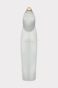 MILLY Jumpsuits & Rompers-Simone Metallic Halter Neck Knit Dress
