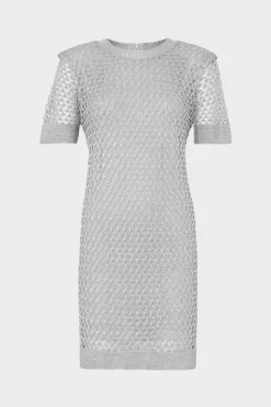 MILLY Jumpsuits & Rompers-Sinclair Metallic Mesh Mini Dress