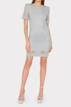 MILLY Jumpsuits & Rompers-Sinclair Metallic Mesh Mini Dress