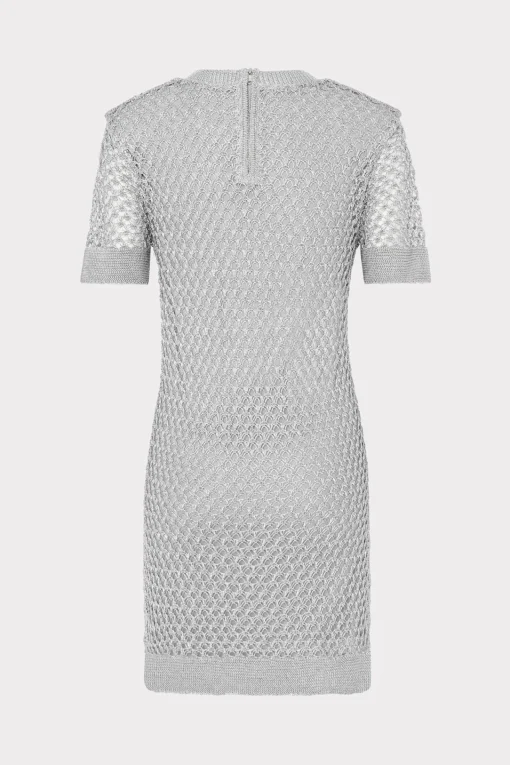 MILLY Jumpsuits & Rompers-Sinclair Metallic Mesh Mini Dress