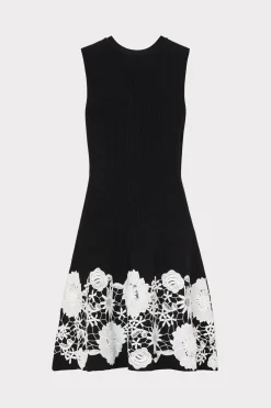 MILLY Day Dresses-Sleeveless Lace Trim Fit And Flare Dress