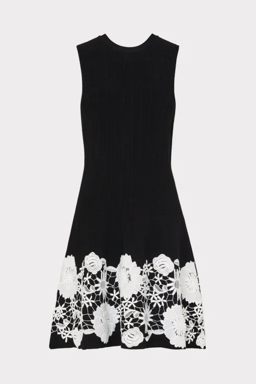MILLY Day Dresses-Sleeveless Lace Trim Fit And Flare Dress