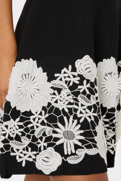 MILLY Day Dresses-Sleeveless Lace Trim Fit And Flare Dress