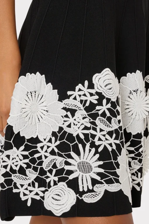 MILLY Day Dresses-Sleeveless Lace Trim Fit And Flare Dress
