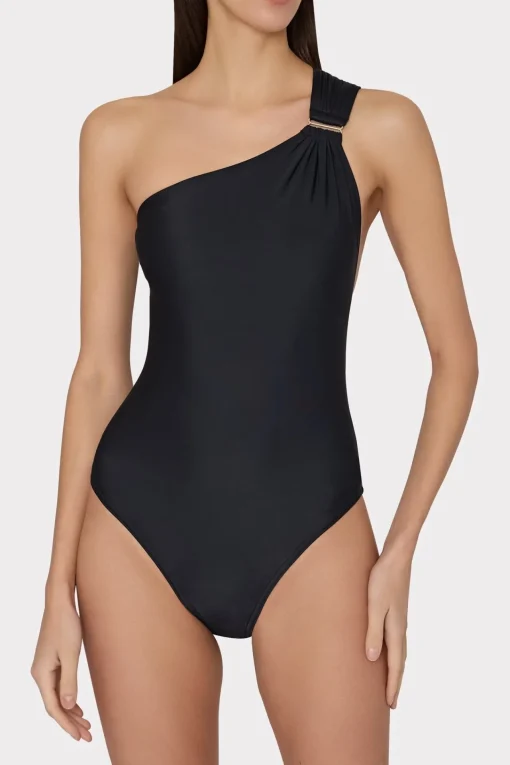 MILLY Jumpsuits & Rompers-Solid Carvico Vita One Shoulder One Piece