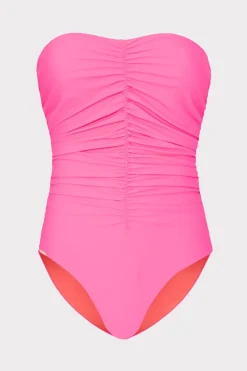 MILLY One Piece Swimsuits-Solid Carvico Vita Ruched One Piece