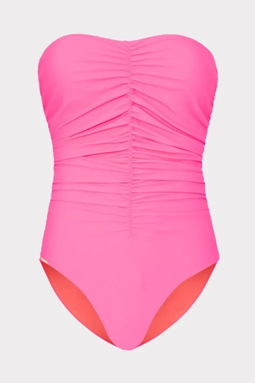 MILLY One Piece Swimsuits-Solid Carvico Vita Ruched One Piece
