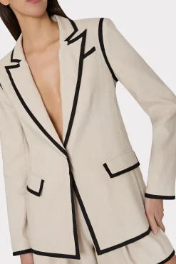 MILLY Blazers-Solid Linen Jacket