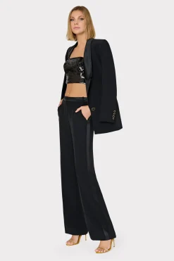 MILLY Matching Sets-Soren Low-Rise Hammered Satin Pants