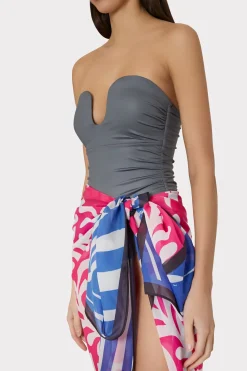 MILLY Cover-Ups-Spanish Vine Zebra Sarong