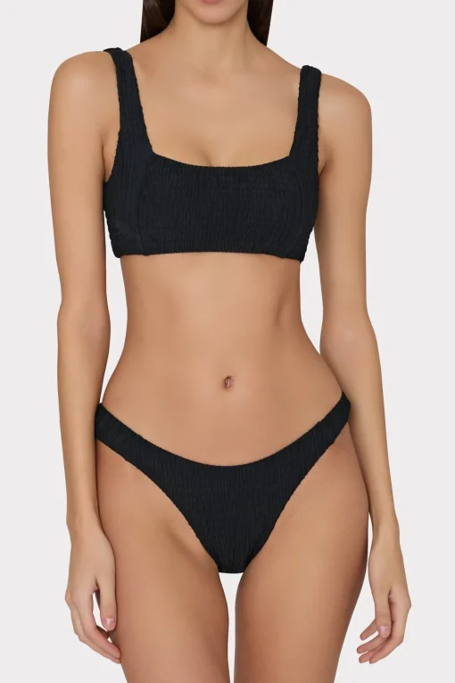 MILLY Jumpsuits & Rompers-Square Neck Bikini Top With Smocking
