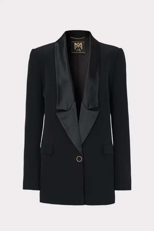 MILLY Blazers-Stacy Hammered Satin Blazer