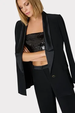 MILLY Blazers-Stacy Hammered Satin Blazer