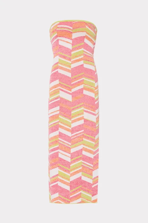 MILLY Sweaters & Knits-Strapless Multicolor Chevron Knit Dress