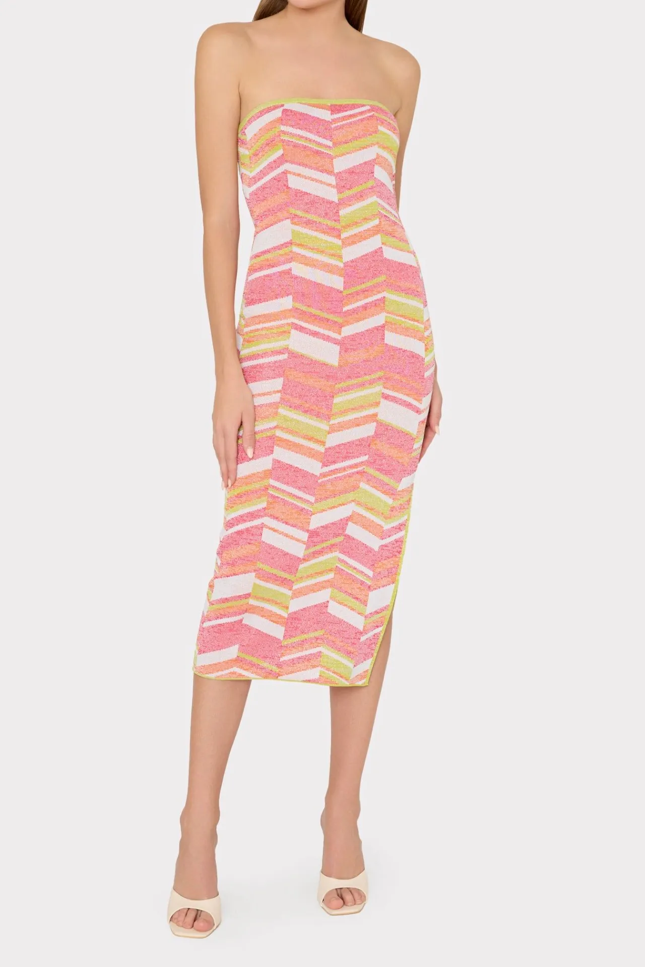 MILLY Sweaters & Knits-Strapless Multicolor Chevron Knit Dress