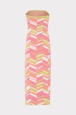 MILLY Sweaters & Knits-Strapless Multicolor Chevron Knit Dress