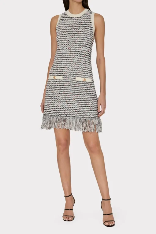 MILLY Jumpsuits & Rompers-Textured Fringe Knit Mini Dress