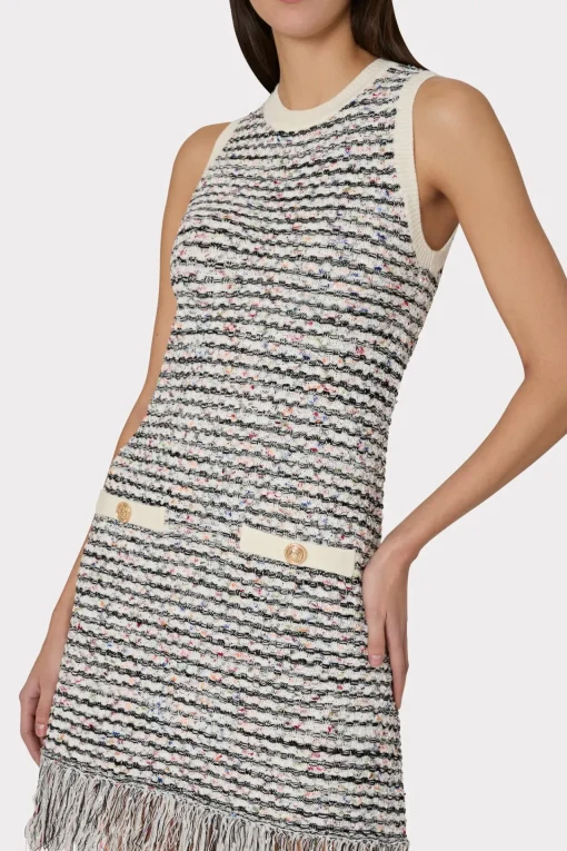 MILLY Jumpsuits & Rompers-Textured Fringe Knit Mini Dress