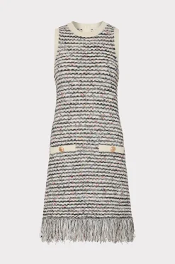 MILLY Knit Dresses-Textured Fringe Knit Mini Dress