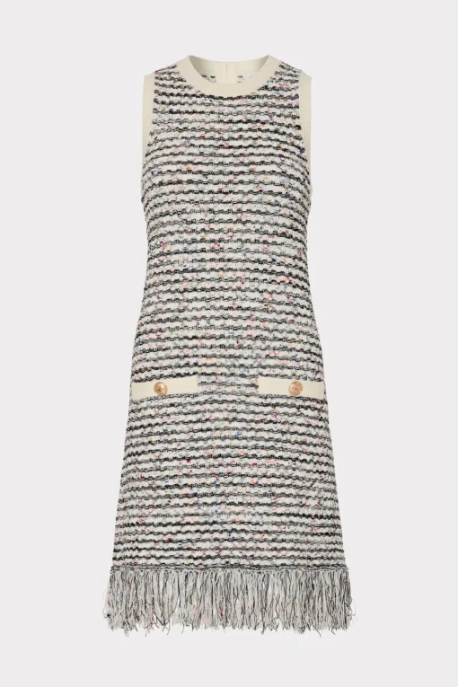 MILLY Knit Dresses-Textured Fringe Knit Mini Dress