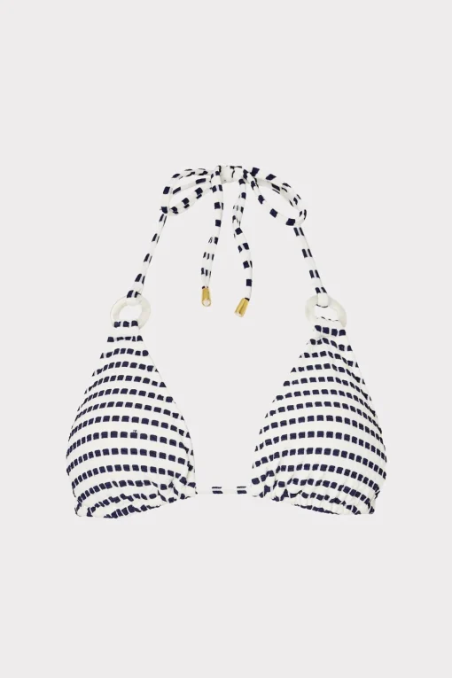 MILLY Jumpsuits & Rompers-Textured Stripe Ring Triangle Bikini Top