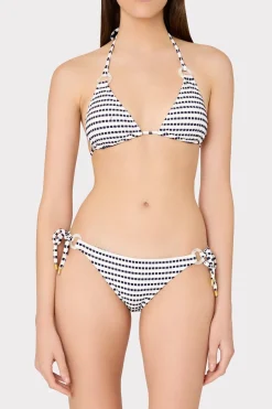 MILLY Jumpsuits & Rompers-Textured Stripe Ring Triangle Bikini Top