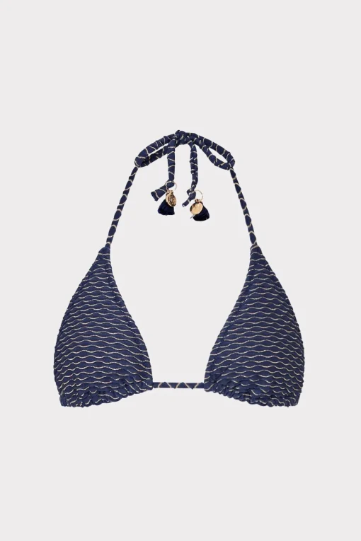 MILLY Jumpsuits & Rompers-Textured Waves Triangle Bikini Top