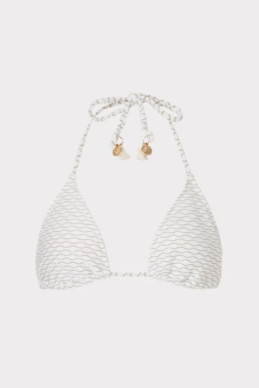 MILLY Jumpsuits & Rompers-Textured Waves Triangle Bikini Top