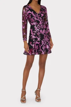 MILLY Pink Dresses-Tove Tassel Paisley Sequins Dress