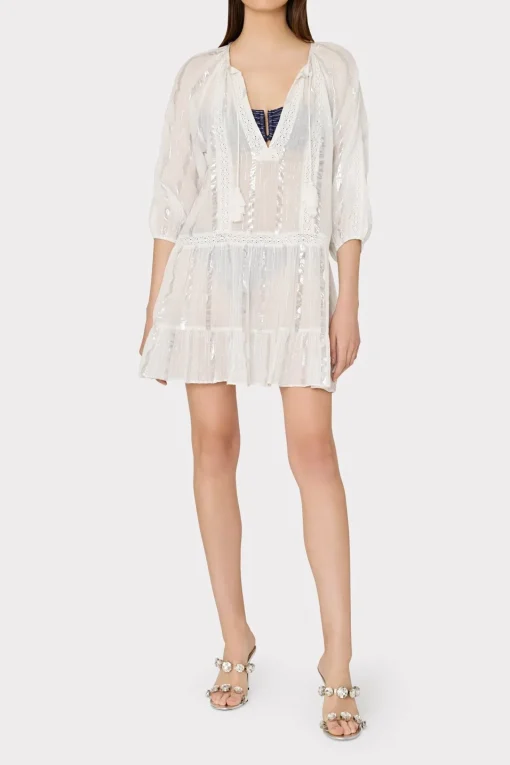 MILLY Cover-Ups-Valentine Lurex Stripe Coverup Dress