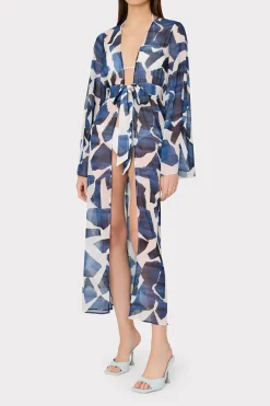 MILLY Cover-Ups-Vince Ocean Puzzle Chiffon Coverup Dress
