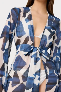 MILLY Jumpsuits & Rompers-Vince Ocean Puzzle Chiffon Coverup Dress