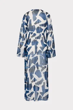 MILLY Jumpsuits & Rompers-Vince Ocean Puzzle Chiffon Coverup Dress