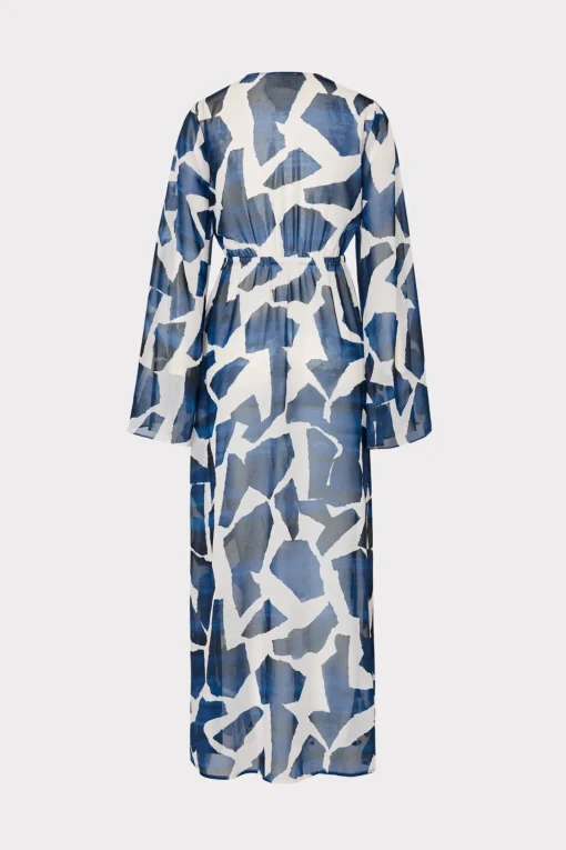 MILLY Jumpsuits & Rompers-Vince Ocean Puzzle Chiffon Coverup Dress