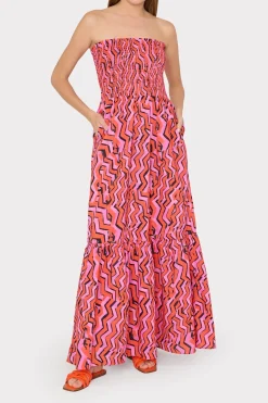 MILLY Jumpsuits & Rompers-Viona Painted Chevron Cotton Voile Dress