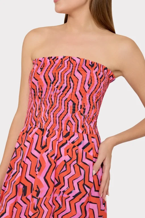 MILLY Cover-Ups-Viona Painted Chevron Cotton Voile Dress