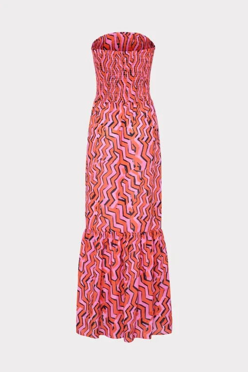 MILLY Cover-Ups-Viona Painted Chevron Cotton Voile Dress