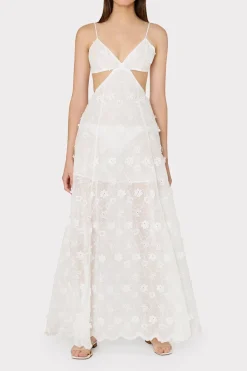 MILLY Cover-Ups-Vivianne 3D Floral Cotton Eyelet Dress