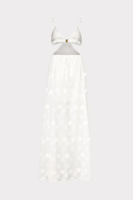 MILLY Cover-Ups-Vivianne 3D Floral Cotton Eyelet Dress